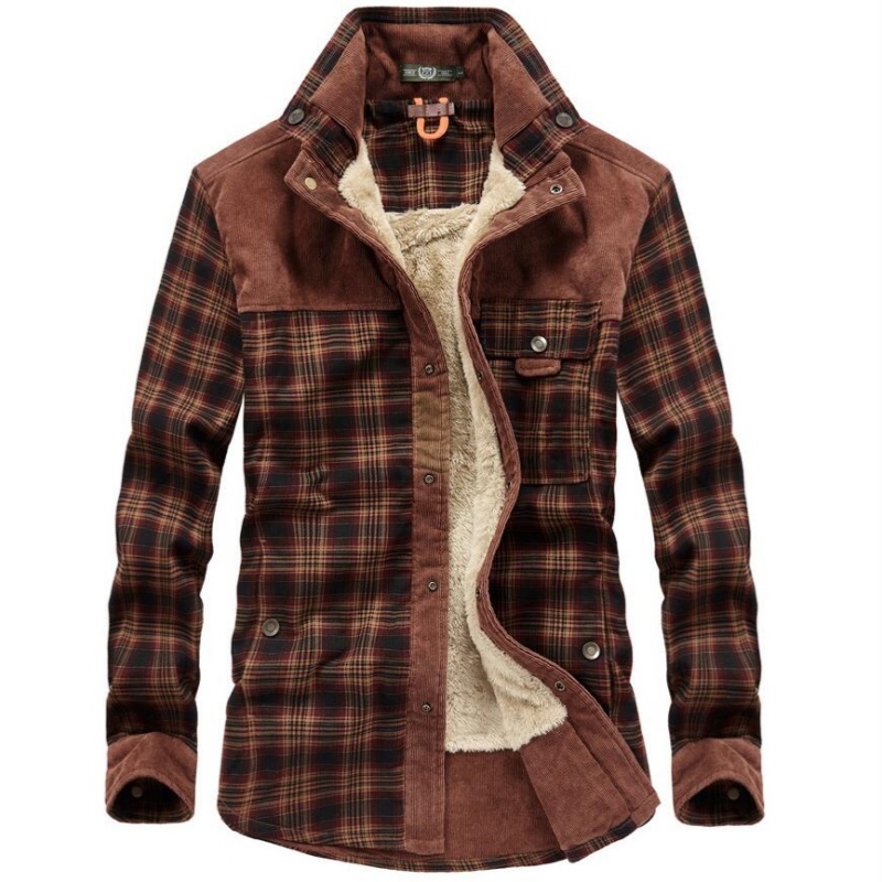 Men's Jackets Winter Windproof - Flannel Shirt Lined reseña y precio