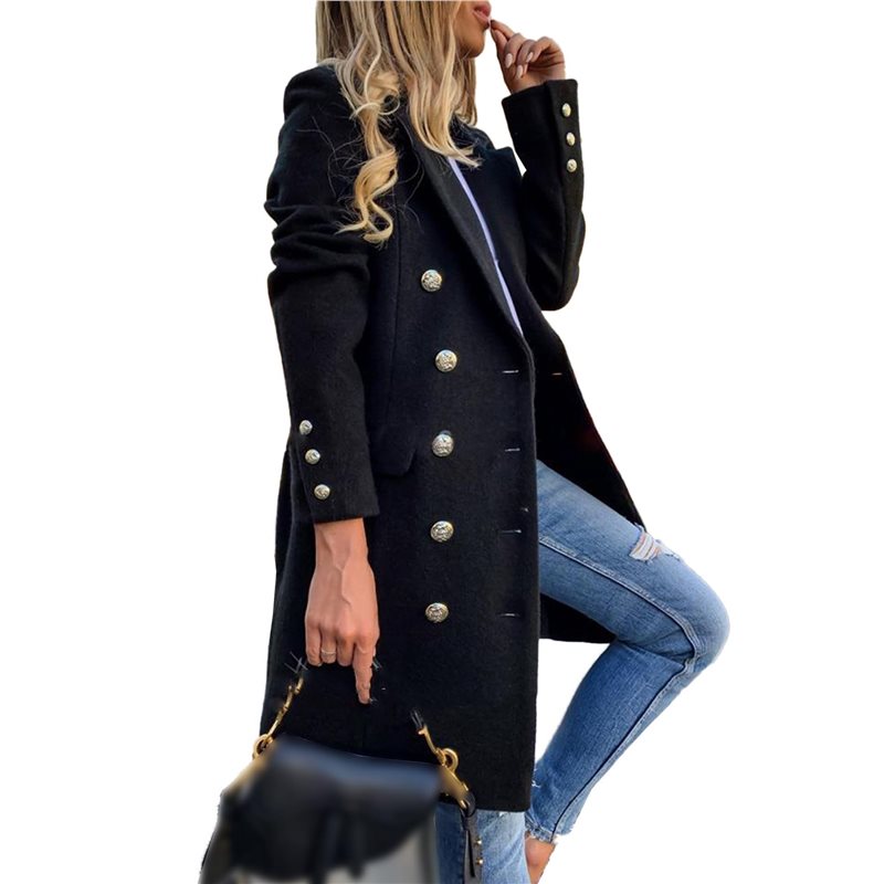A24F-Women Fall Winter Wool Co - Wool Coat Peacoat reseña y precio