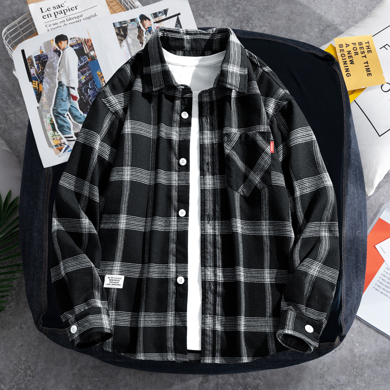 2025 Plaid shirt men's long-sl - Flannel Shirt Lined reseña y precio