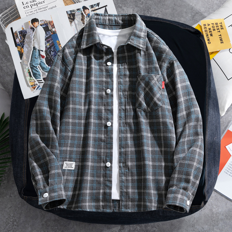 2025 Plaid shirt men's long-sl - Flannel Shirt Lined reseña y precio