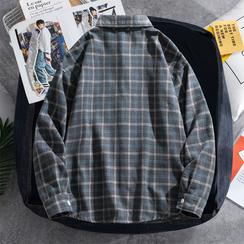 2025 Plaid shirt men's long-sl - Flannel Shirt Lined reseña y precio