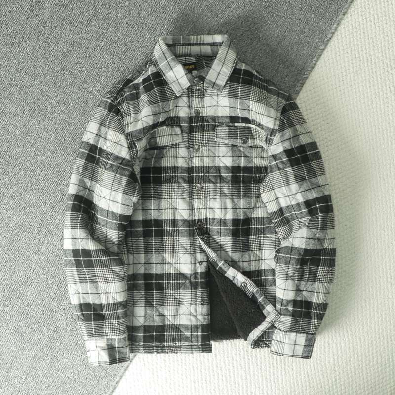 Fall Winter Men's Plaid Flanne - Flannel Shirt Lined reseña y precio