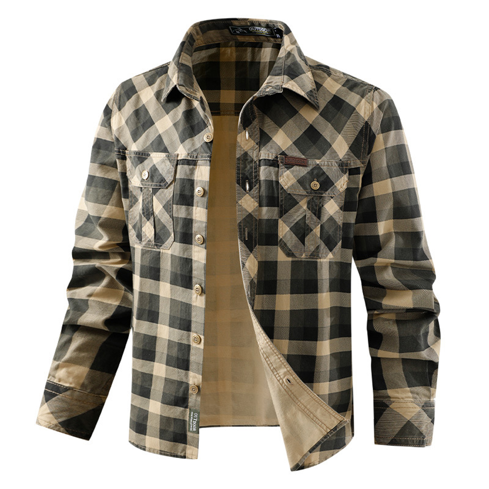 Spring Autumn Men's Cotton Pla - Flannel Shirt Lined reseña y precio