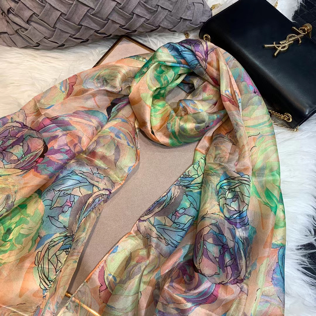 Ladies Green 100% Silk Scarf S - Shawl Wrap Winter reseña y precio