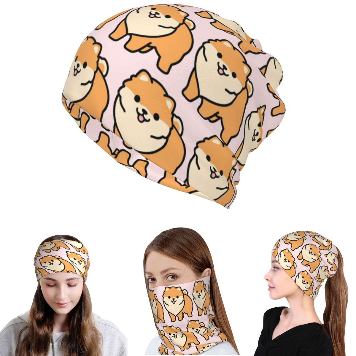 Pomeranian Bandana Neck Gaiter - Knit Beanie Hat Warm reseña y precio