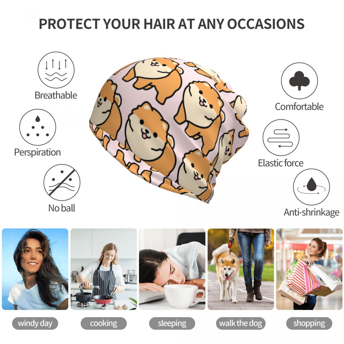 Pomeranian Bandana Neck Gaiter - Knit Beanie Hat Warm reseña y precio