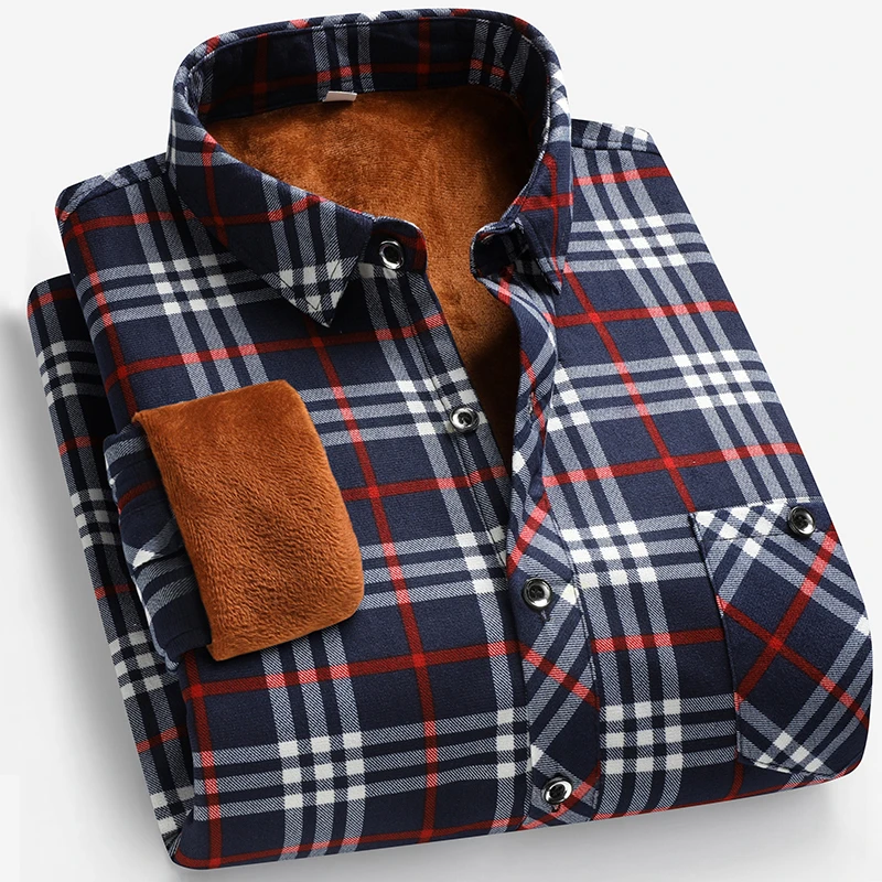 Autumn and Winter Men's Fleece - Flannel Shirt Lined reseña y precio