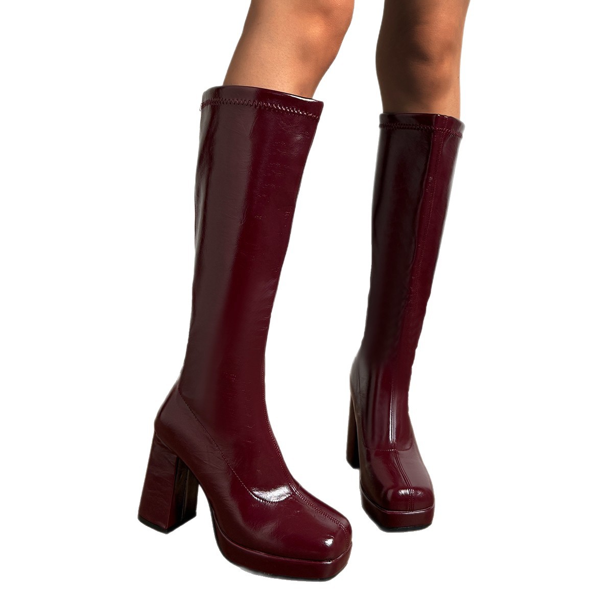 Wine Red Knee High Boots, Knig - Waterproof Winter Boot reseña y precio