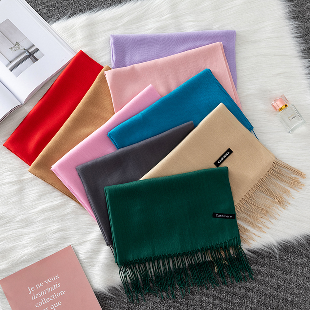 Women Solid Scarf Cashmere Fee - Cashmere Pashmina Wrap reseña y precio