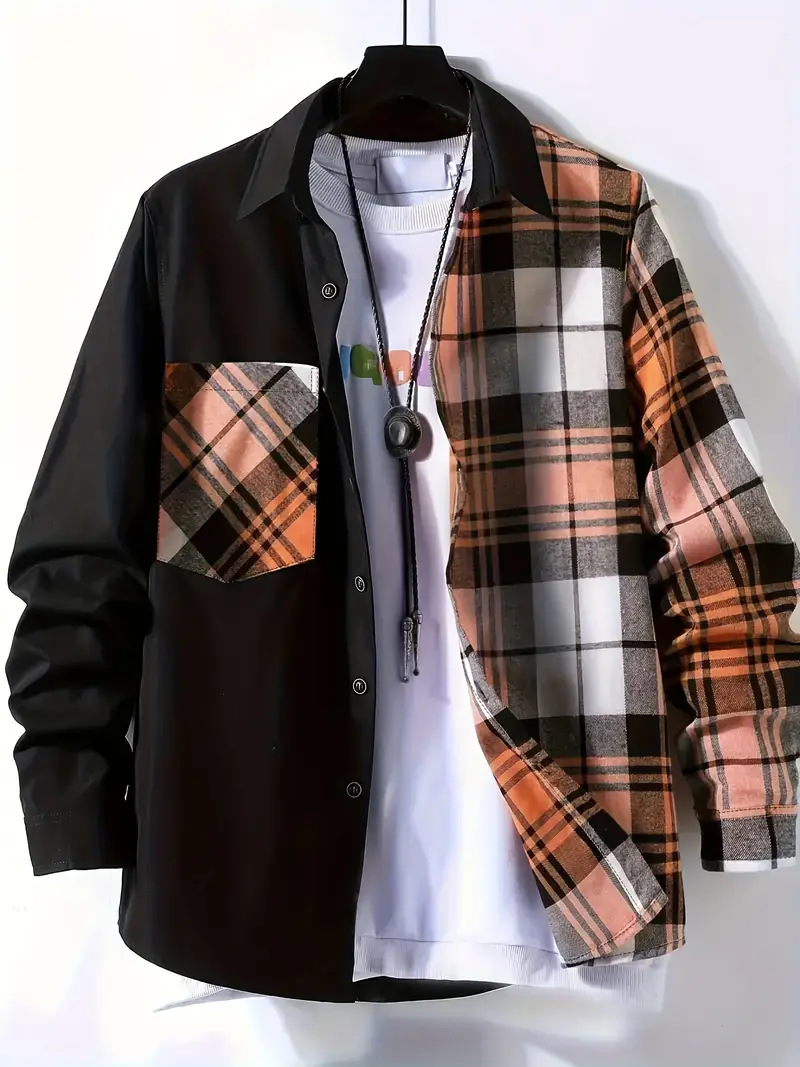 Spring and Autumn Men's Casual - Flannel Shirt Lined reseña y precio