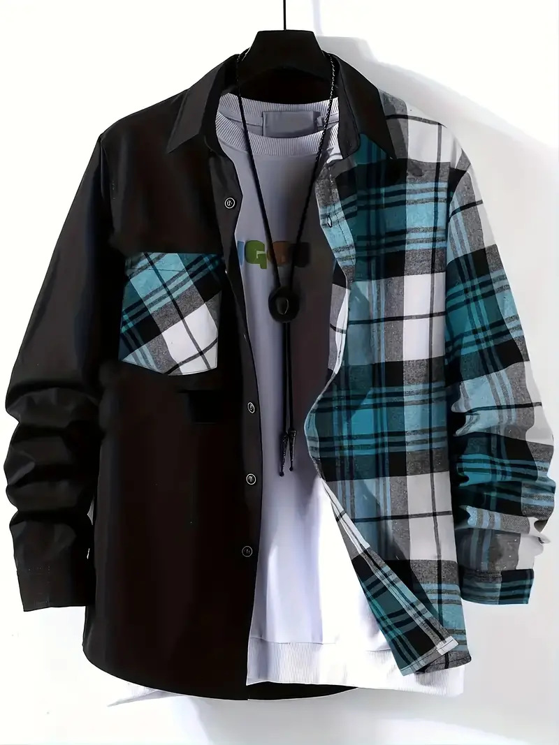 Spring and Autumn Men's Casual - Flannel Shirt Lined reseña y precio