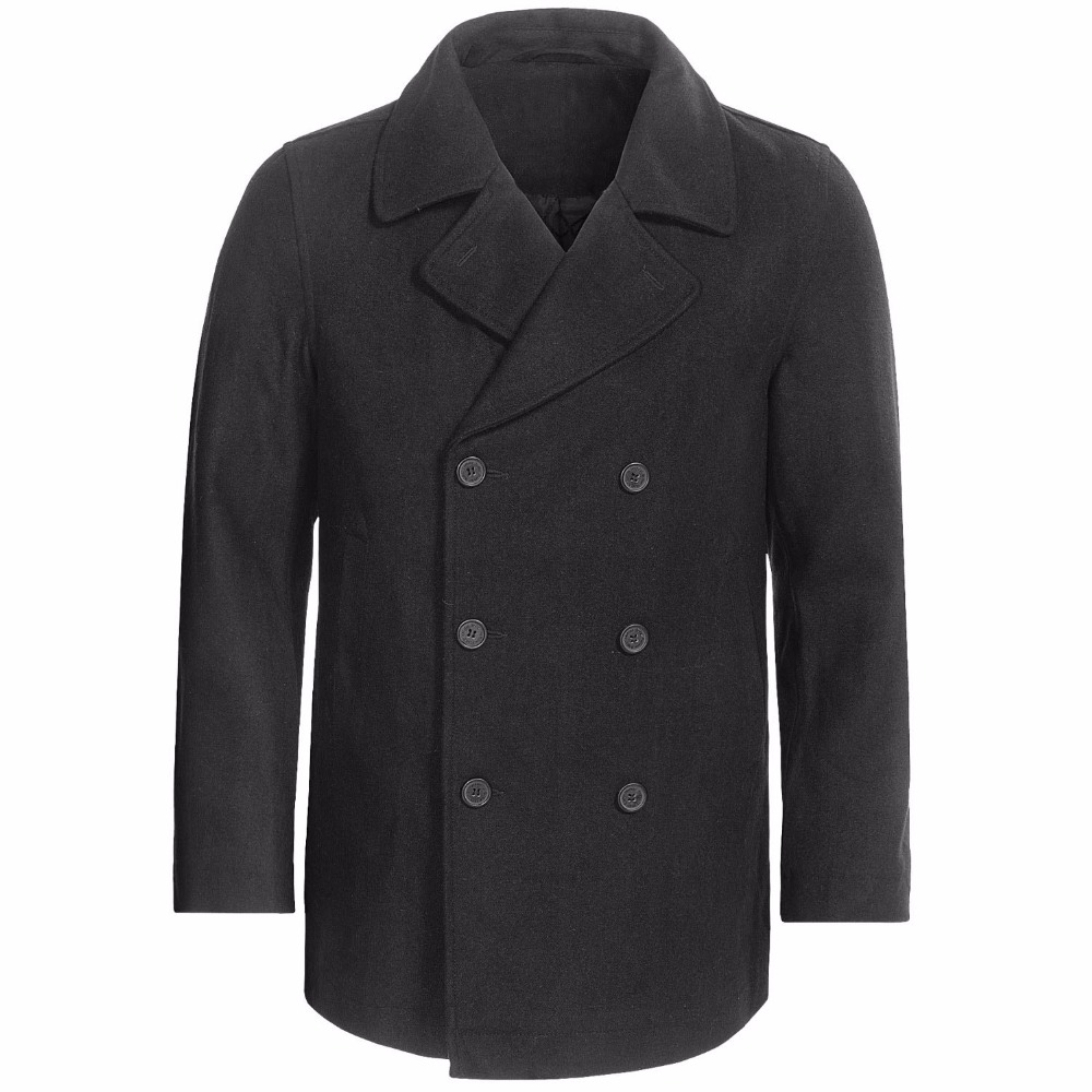 Custom Made Charcoal grey Pea  - Wool Coat Peacoat reseña y precio