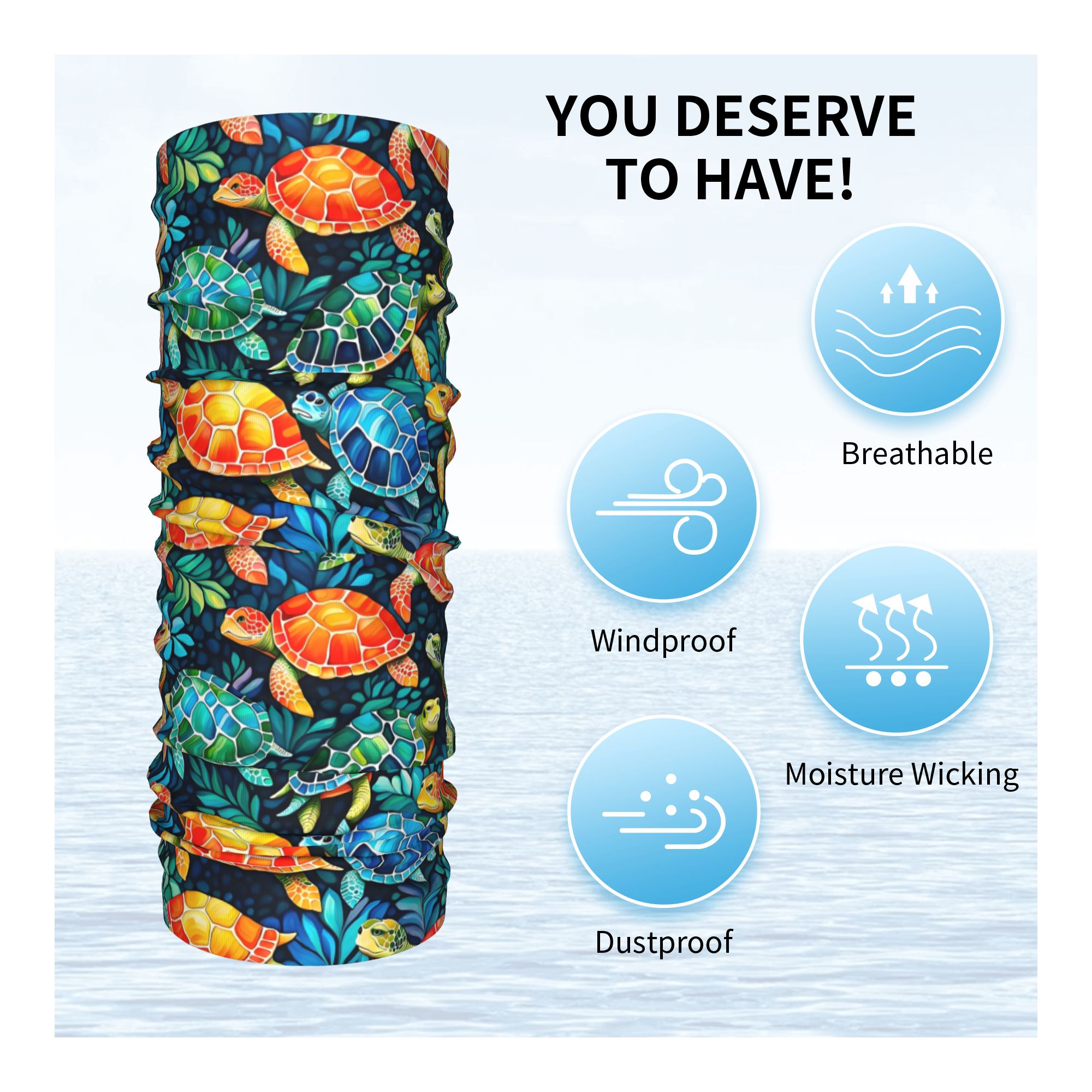 Custom Funny Colorful Sea Turt - Neck Gaiter Fleece reseña y precio