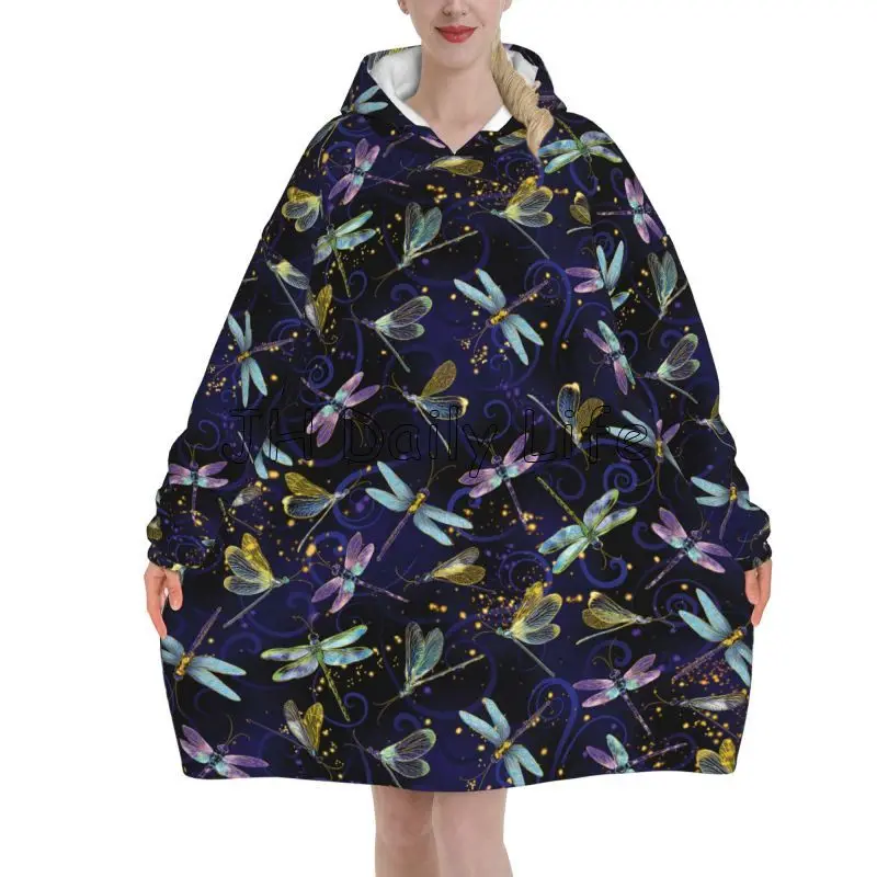 Dragonfly Galaxy Wearable Blan - Sherpa Hoodie Fleece reseña y precio