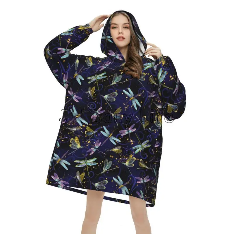 Dragonfly Galaxy Wearable Blan - Sherpa Hoodie Fleece reseña y precio