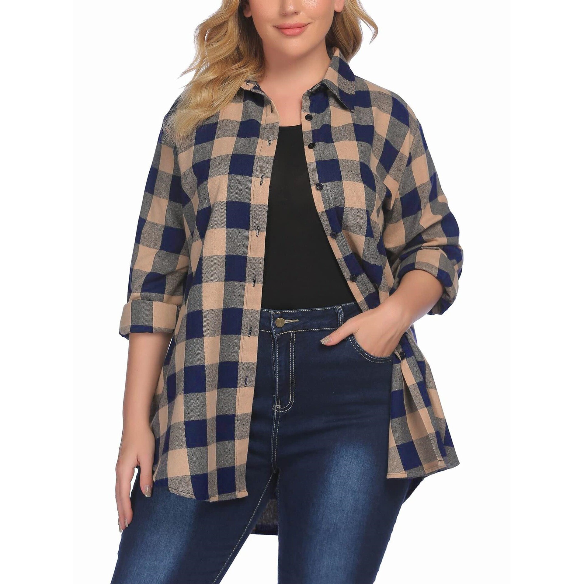 Warm Flannel Plaid Shirt Women - Flannel Shirt Lined reseña y precio
