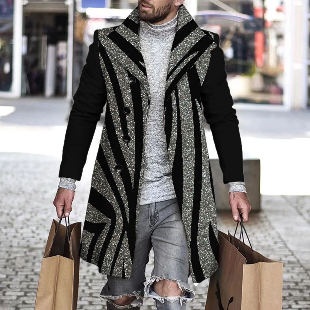 2025 Long Coat Men Mens Wool J - Wool Coat Peacoat reseña y precio