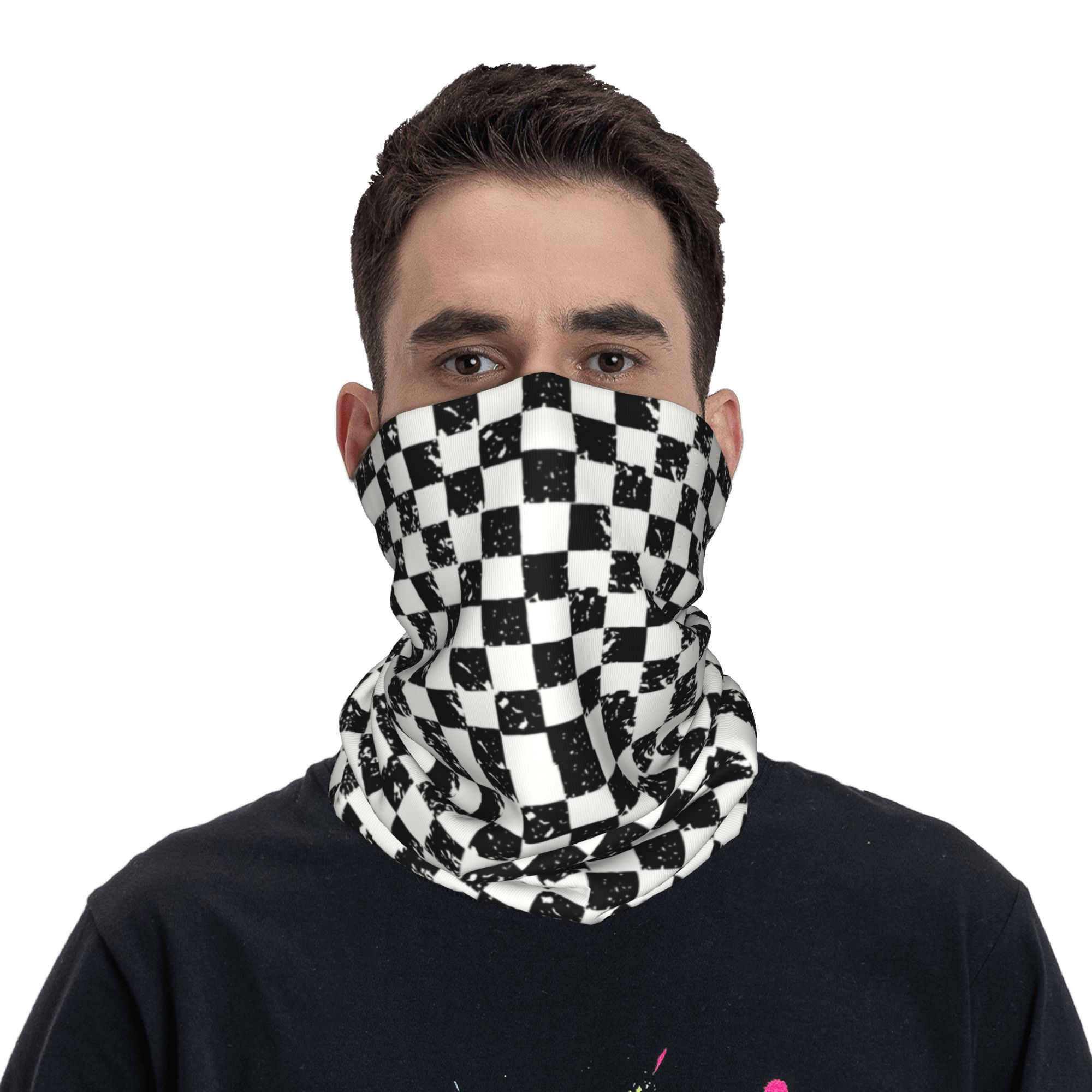Custom Retro Checkered Flag Wi - Neck Gaiter Fleece reseña y precio