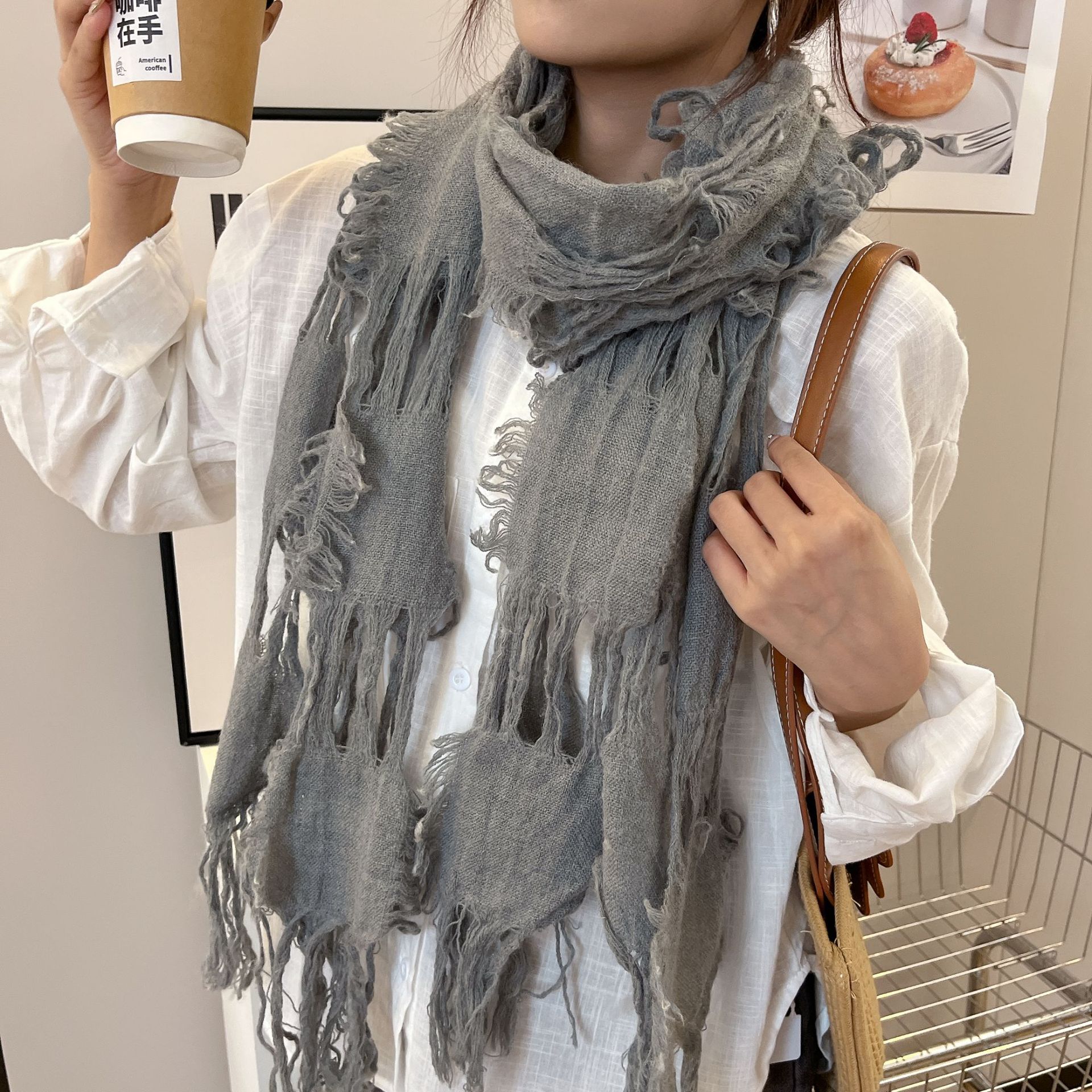 2025 New Fashion Ripped Hole T - Wool Scarf Men reseña y precio