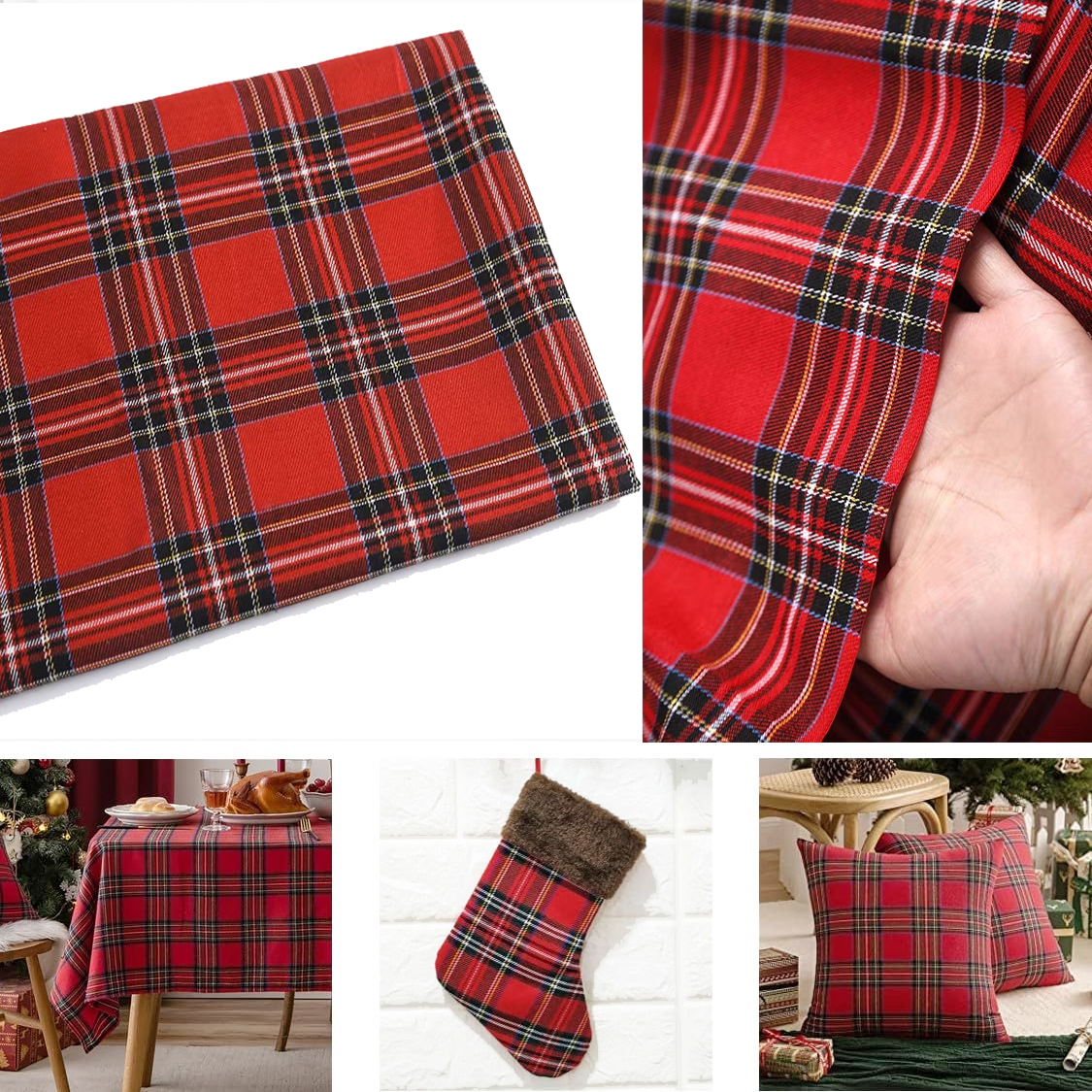 Christmas Plaid Fabric for DIY - Flannel Shirt Lined reseña y precio