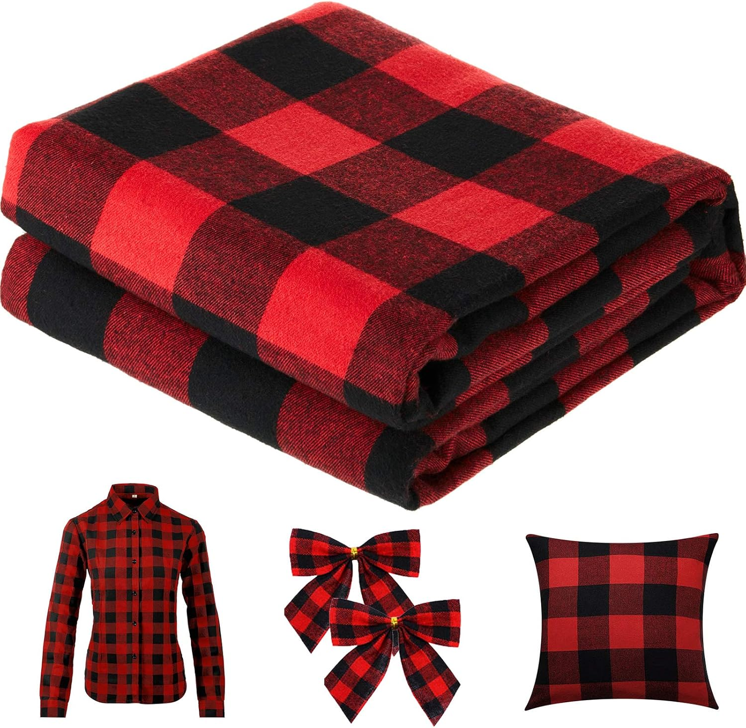 Christmas Plaid Fabric for DIY - Flannel Shirt Lined reseña y precio