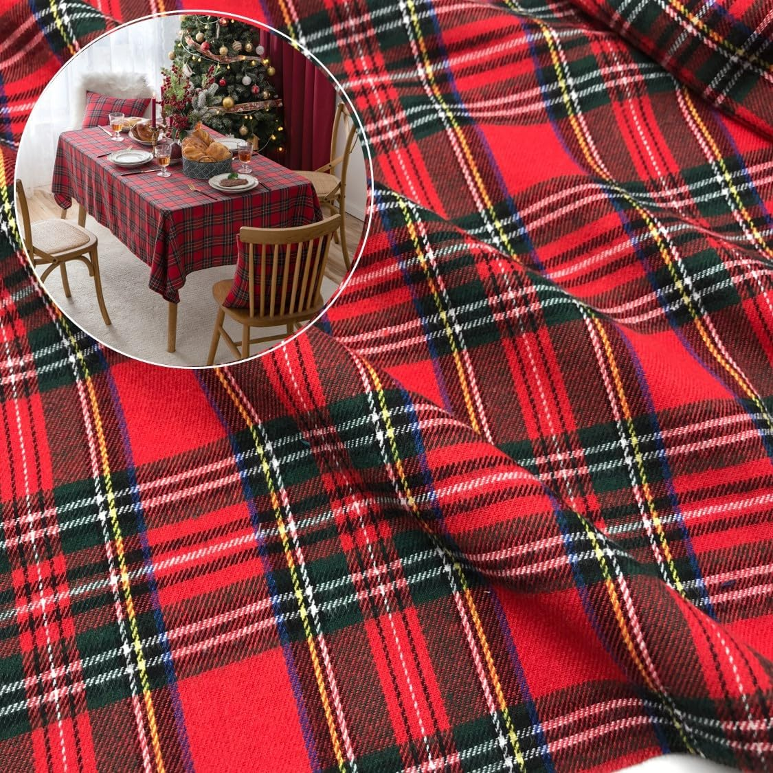 Christmas Plaid Fabric for DIY - Flannel Shirt Lined reseña y precio