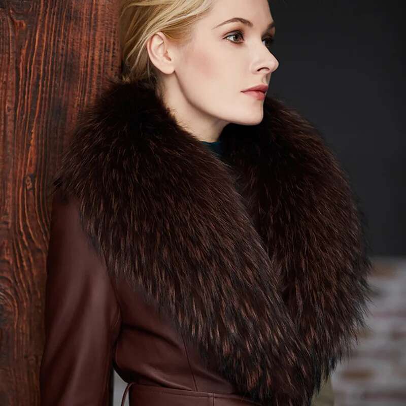 Raccoon Fur Collar Female Wint - Shawl Wrap Winter reseña y precio